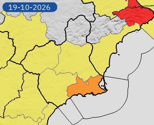 Aviso amarillo por lluvias y tormentas este lunes en el Valle del Guadalentín