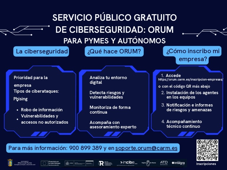Pymes y autónomos de Alhama pueden reforzar gratis su ciberseguridad con ORUM