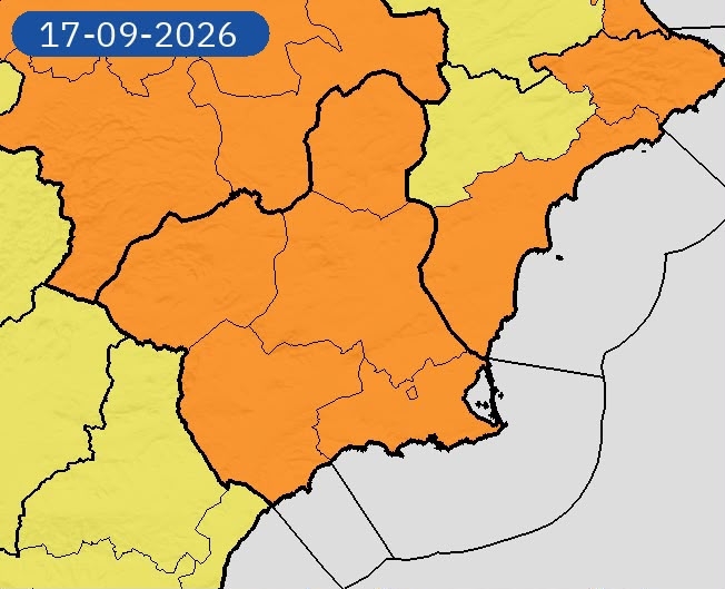 ACTUALIZACIÓN: Aviso naranja por lluvias y tormentas este jueves en Alhama de Murcia